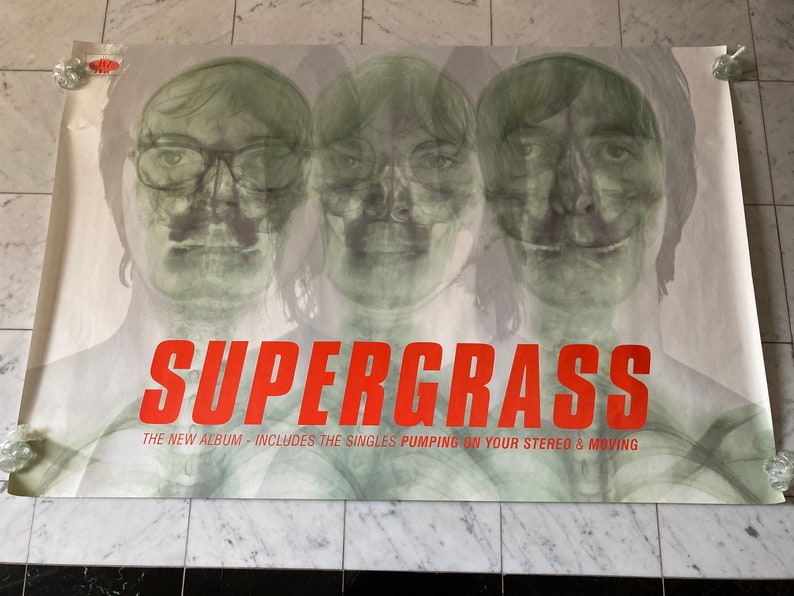 Supergrass Subway Poster Vintage Huge 1999 Wall Display Brit Pop Indie Band Oxford England Pumping on Your Stereo Mohawk Music Record Store