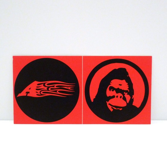 a vs monkey kong sticker uk punk band flaming a logo etsy etsy
