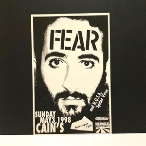 FEAR Poster - May 3 1998 Concert / Los Angeles Punk / Lee Ving / Derf Scratch / NOTA Spider Virus / Cains Ballroom Tulsa OK / Mohawk Music