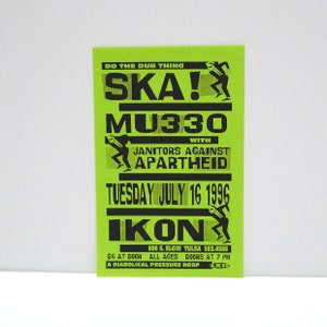 MU330 Ska Handbill / Flyer July 16, 1996 / Chumps on Parade Tour / Ikon ...