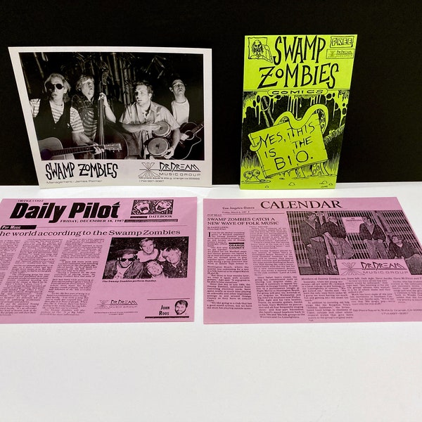 Swamp Zombies Press Kit - Josh Agle (Shag) on Guitar Shag artwork drawings - Black & White Photo - Indie Rock Band Bio - Mohawk Music