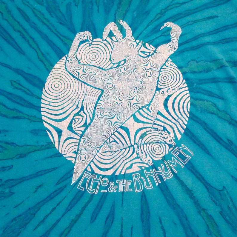 Echo and the Bunnymen T Shirt Vintage 90s size XL Psychedelic Blue Tie Dye Concert Band Tour Cotton Grunge Trippy Ian Mcculloch Mohawk Music