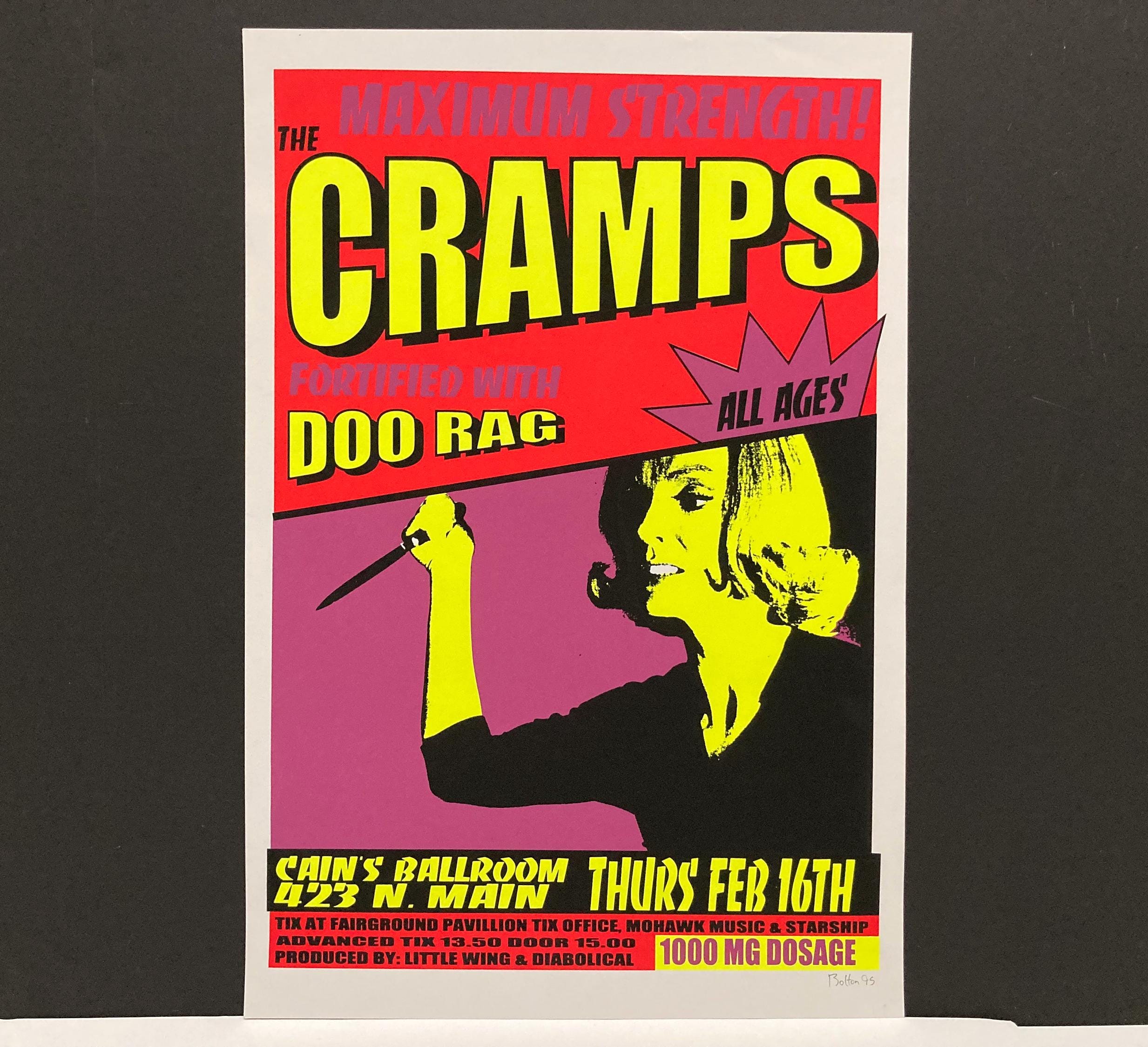 The Cramps Original Poster - February 16, 1995 Concert / Signed