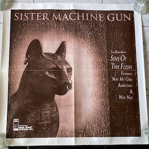 Póster original de Sister Machine Gun - Pecados de la carne - Banda industrial de Trax Records de cera vintage de 1992 - Tienda de discos Mohawk Music