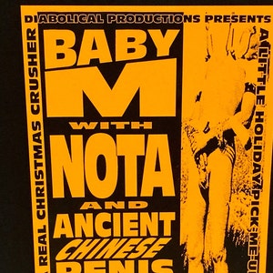 Póster original de Baby M & NOTA - Vintage 23 de diciembre de 1993 - Concierto de una antigua banda china de punk rock - Ikon Club Mohawk Music Records