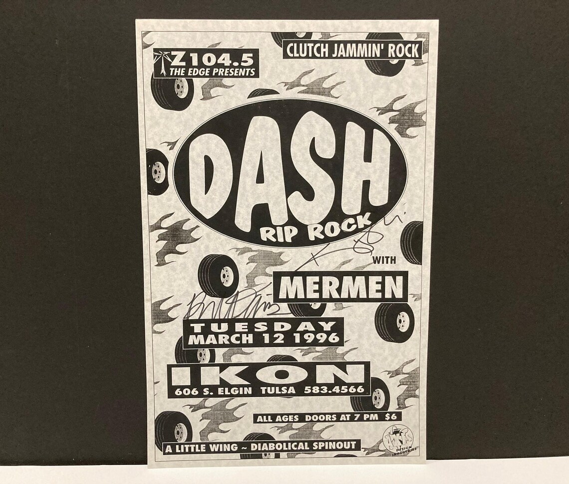 Dash Rip Rock Autographed Poster - March 12, 1996 Concert / Ikon Club ...