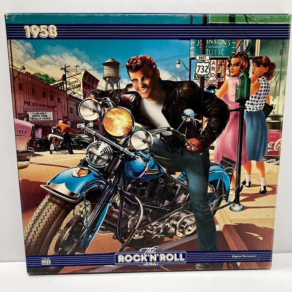 Rock 'N' Roll Era 1958 - Vinyl 2 Record Box Set Vintage 1986 Eddie Cockran Chuck Berry Big Bopper Little Richard Duane Eddy Jerry Lee Lewis