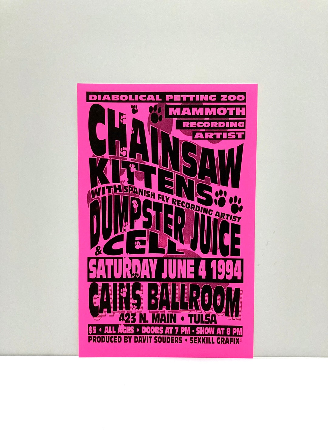 Chainsaw Kittens Poster Vintage June 4, 1994 Dumpster Juice Norman
