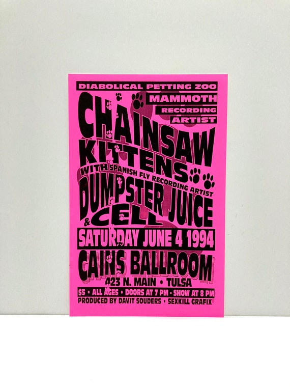 Chainsaw Kittens Poster Vintage June 4 1994 Dumpster Juice Etsy