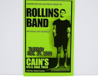 Henry Rollins Band Flyer August 24 1999 Concert Vintage Punk Band Handbill / with Squatweiler / Cains Ballroom Tulsa Oklahoma / Mohawk Music