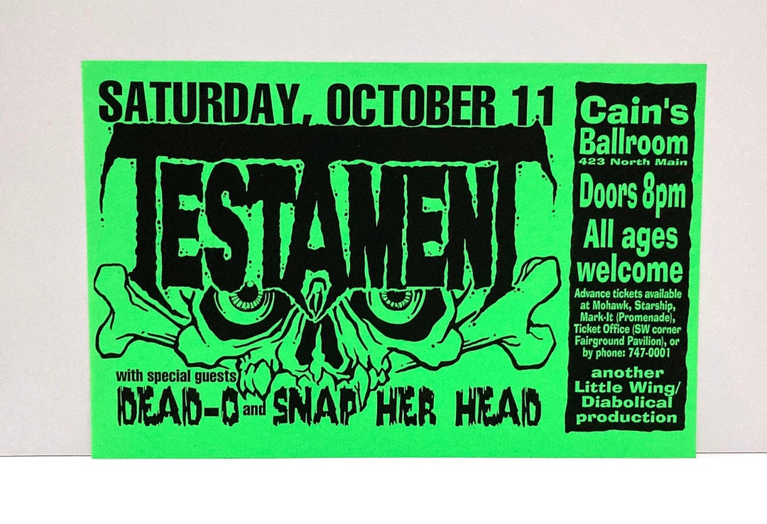 Testament Poster Vintage 1997 Demonic Tour Thrash Heavy Metal Etsy