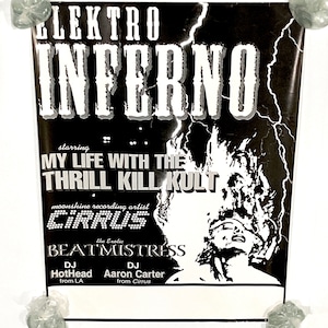 Póster original de My Life With The Thrill Kill Kult - Electro Inferno Tour 4 de septiembre de 1998 con Cirrus / Cains Ballroom Tulsa OK / Mohawk Music