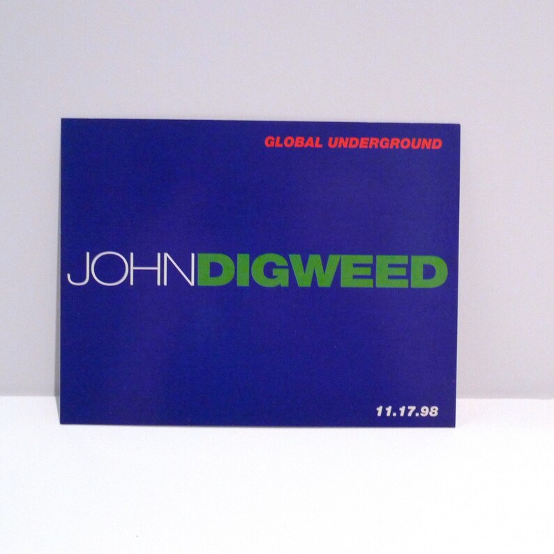 John Digweed Postcard 1998 Vintage Global Underground Band Card Thrive DJ UK Electronic House Trance Mohawk Music Record Store