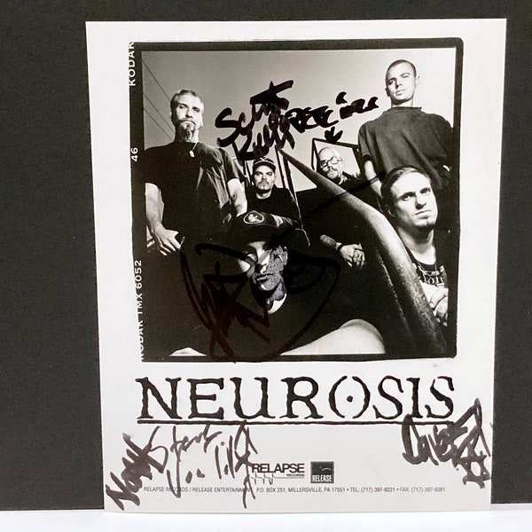 Neurosis Autographed Photograph - Vintage Original Relapse Records Press Release 90's Black and White Band Photo Mohawk Music Record Store