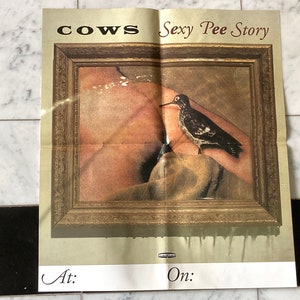 Póster original de The Cows, 1993, banda de punk rock post hardcore de Minneapolis, Shannon Selberg, Amrep, tienda de discos Mohawk Music.