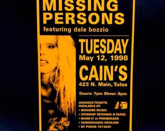Missing Persons Poster - Dale Bozzio - May 12, 1998 Concert Vintage Cains Ballroom Tulsa Oklahoma / Terry Bozzio Band / Mohawk Music Records