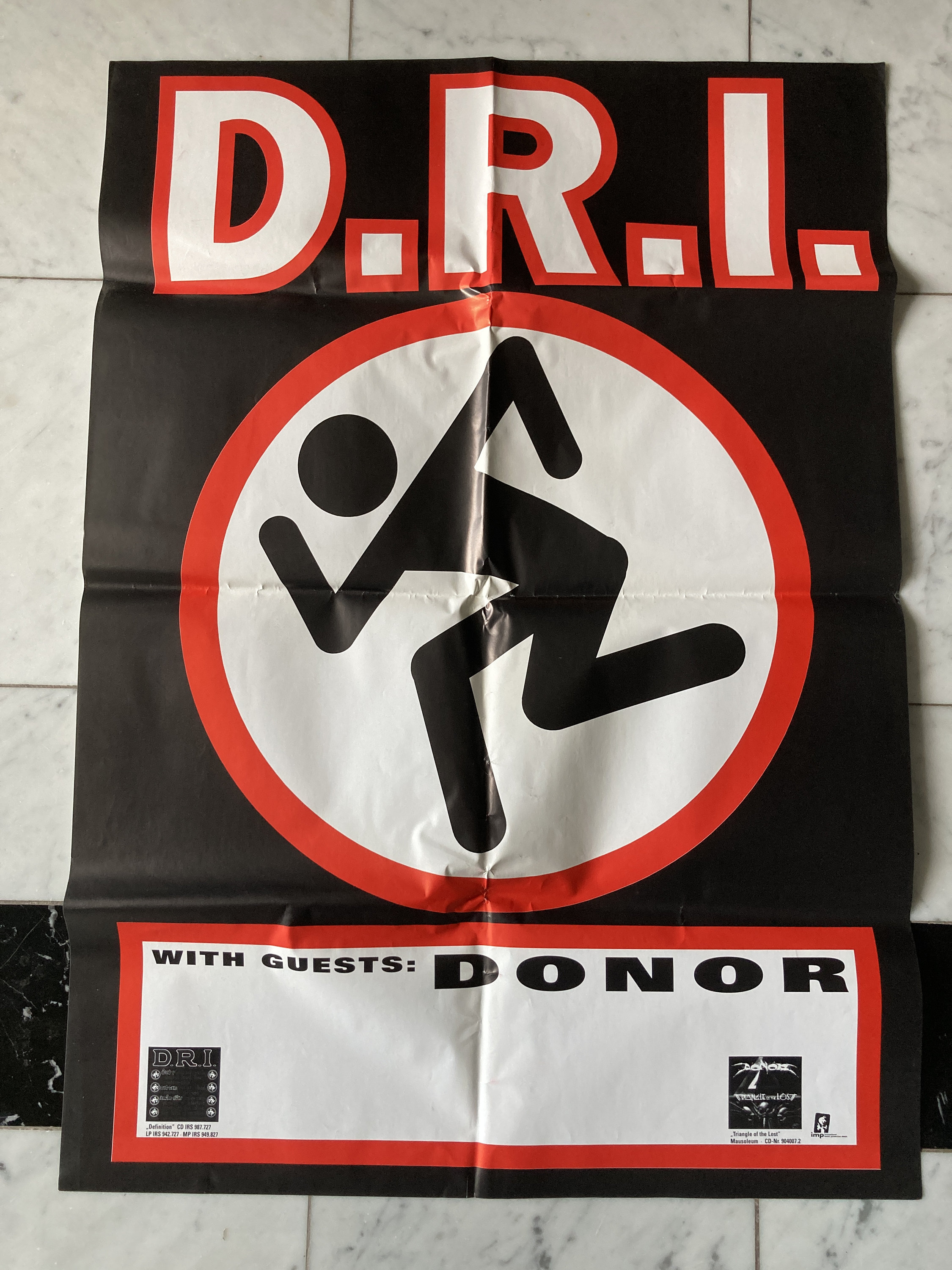 D.R.I - Definition Poster - on Tour With Donor 1992 / Vintage