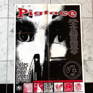 Póster original de Pigface - Notas desde el metro - Vintage 1994 Genesis P-Orridge, Martin Atkins, Flea Ogre Michael Gira - Mohawk Music