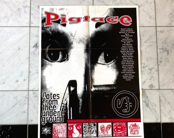 Pigface Original Poster - Notes From Thee Underground - Vintage 1994 Genesis P-Orridge, Martin Atkins, Flea Ogre Michael Gira - Mohawk Music