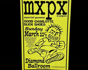 MXPX Poster - March 11, 2001 Ever Passing Moment Concert Tour / Punk Band / Diamond Ballroom Oklahoma City, OK / Mohawk Music Record Store