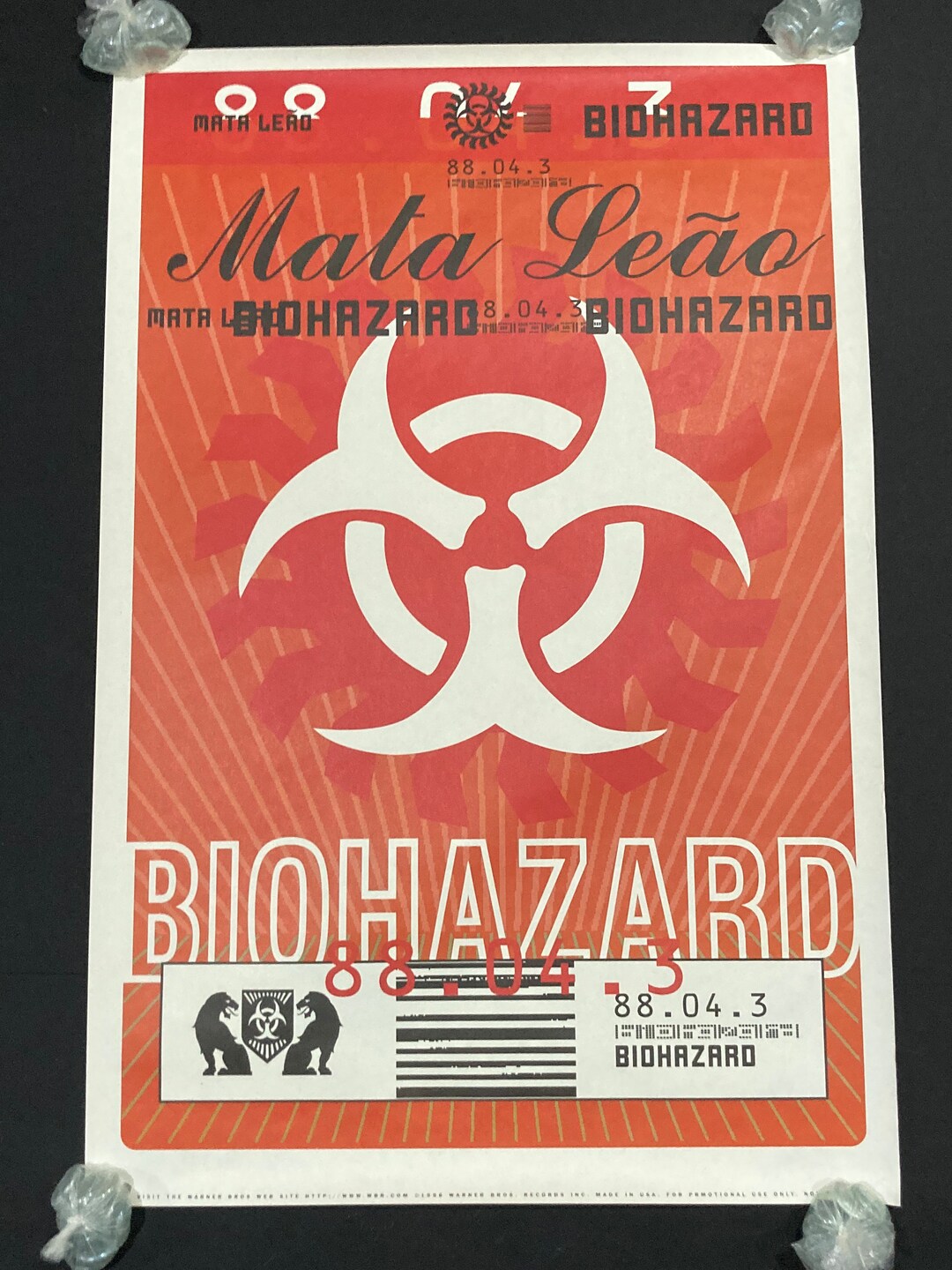 Biohazard Original Poster - Mata Leão 1996 Vintage Hardcore Punk ...