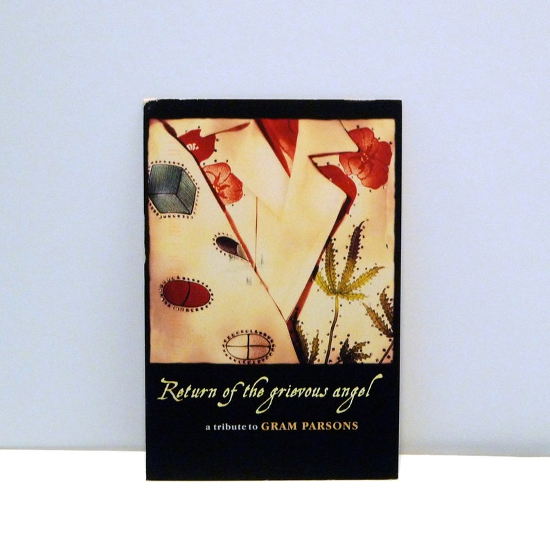 Gram Parsons Tribute Postcard 1999 Vintage Return of the Grievous Angel Band Card Marijuana Leaf Drugs Nudie Western Suit Mohawk Music
