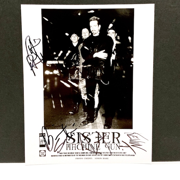 Sister Machine Gun Autographed Photograph - Vintage Original Press Release Black and White Band Photo Wax Trax TVT Mohawk Music Record Store