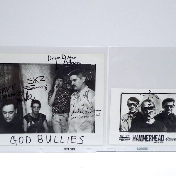 Press Publicity Signed Photographs -  Hammerhead 5x7 Photo / God Bullies / Autographed Punk Hardcore Bands / Noise Band / Mohawk Music