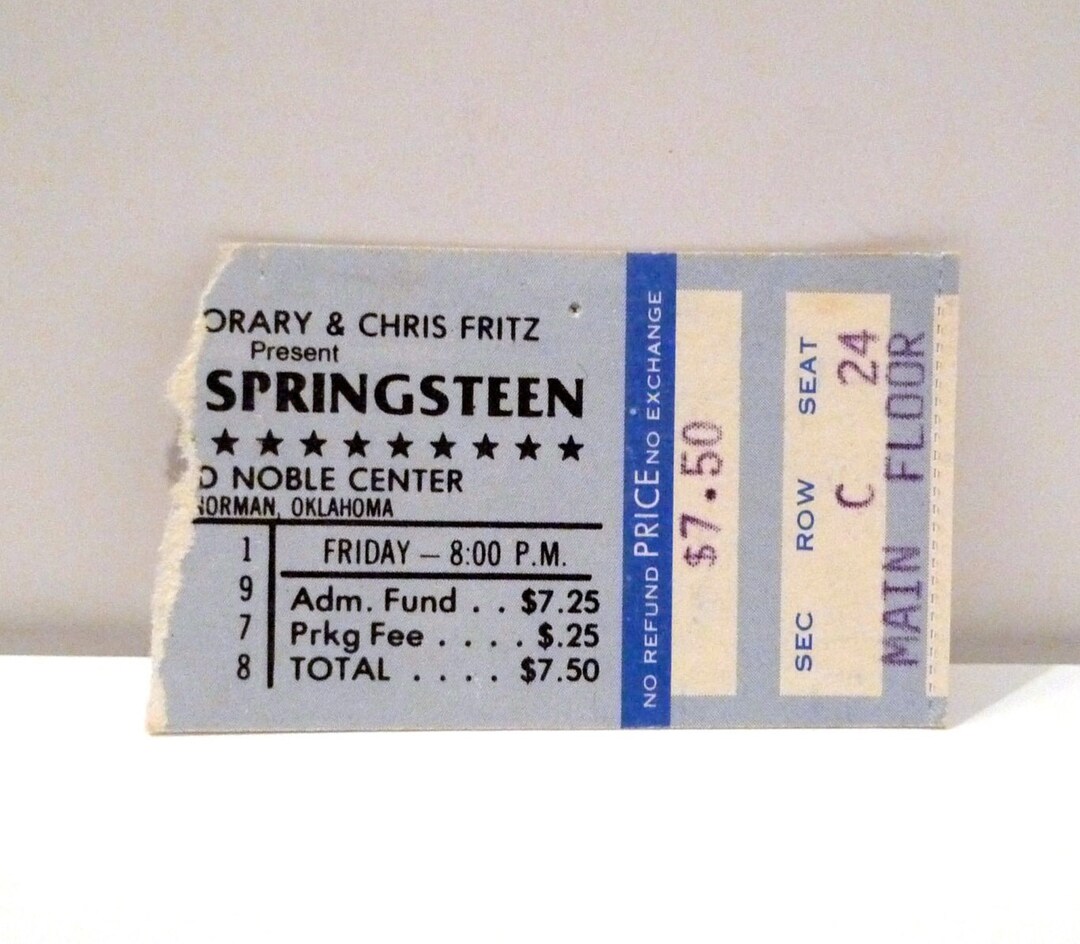Bruce Springsteen Ticket 1978 Vintage E Street Band / Darkness Etsy