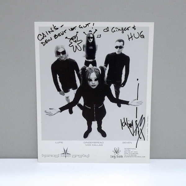 Hanzel Und Gretyl Autographed Photograph 1997 / Original Press Release Black and White Photo / Hand Signed Industrial NYC Band Mohawk Music