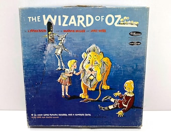 The Wizard of Oz - 4 Vinyl Records Box Set & Book - Vintage 1961 L. Frank Baum, artist illustrations by W.W. Denslow - Mohawk Music