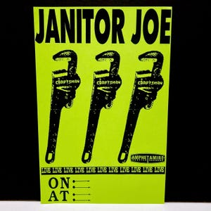 Janitor Joe Handbill Flyer Mini - Poster - Vintage 1993 Minneapolis Band Concert Tour Tulsa OK, Amrep Reptile Records - Mohawk Music