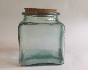 Large Glass Jar - Recycled glass, cork top