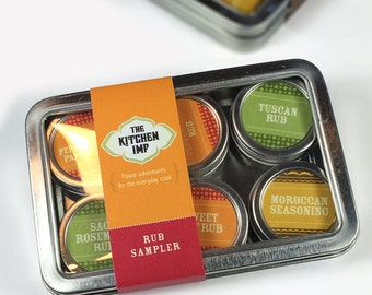 Dry Rub Sampler- set of 6 - and Recipes - Spice Sampler Kit