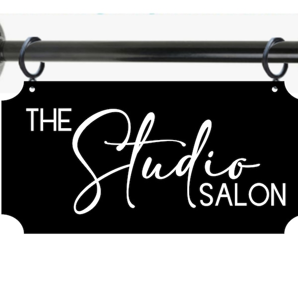 Custom Hanging Sign- Custom Black Metal Sign with Hanging Rod and Hardware, Custom Business Sign, Custom Home Sign, Etc.-  2-Sided 6"x12"