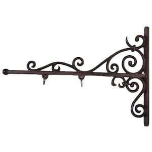 17 Inch Sign Hanging Bracket-Cast Iron Scroll Design for Indoor or Outdoor Use - for up to 14 In Wide Sign - Bracket ONLY