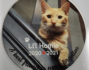 Custom Pet Memorial Ornament with Name and Oil Painting Look Photo