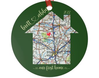 Home Sweet Home Christmas Ornament Personalized with your Map Location and Names