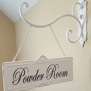 2-Sided 4.5 x 11 Rectangular Metal Room Sign and Bracket with Custom Lettering White Distressed