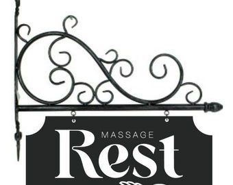 2-Sided 30" Wide Custom Outdoor Metal Sign with 34" Fancy Scroll Bracket - Perfect for Businesses, House Signs and more!