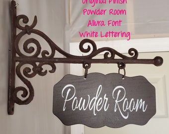 5x8 RECTANGULAR Metal Plaque and Bracket with Custom Lettering - Room Sign, Powder Room, Laundry, Pantry, etc.