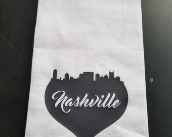 Nashville Syline/Heart Kitchen Flour Sack Towel - Tea Towel