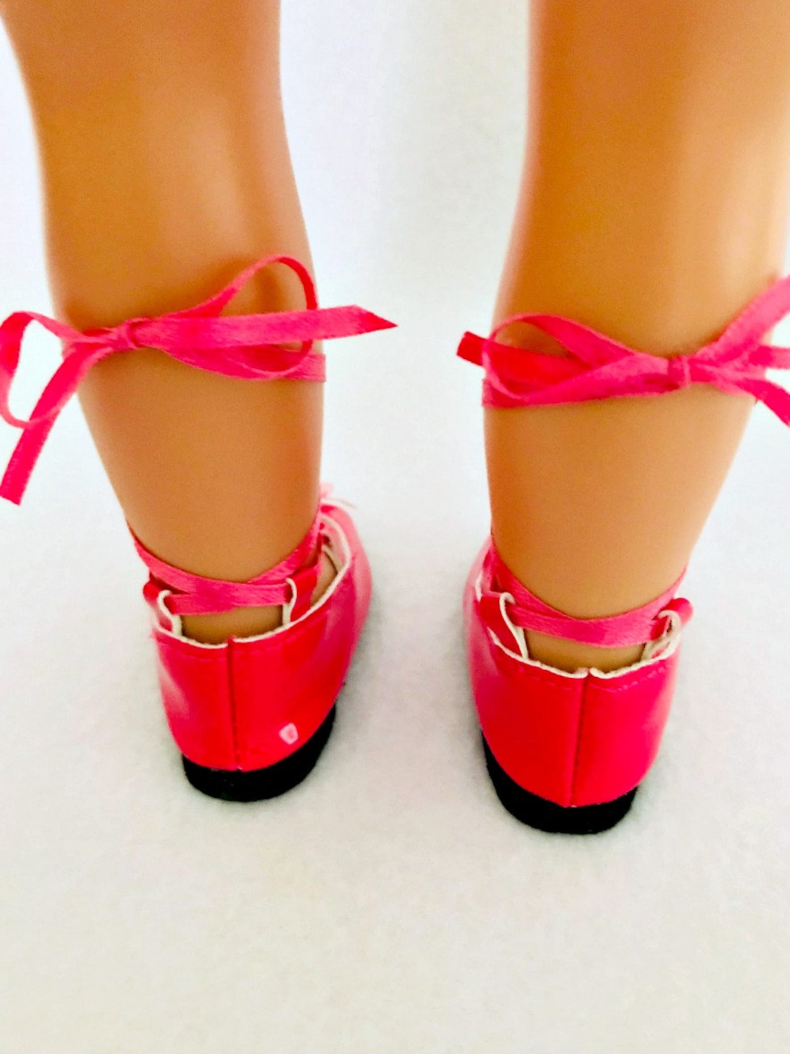 hot pink ballet flats for 18 inch doll - 18 inch doll shoes - ghillies for dolls - doll accessories - doll clothes - gifts for g