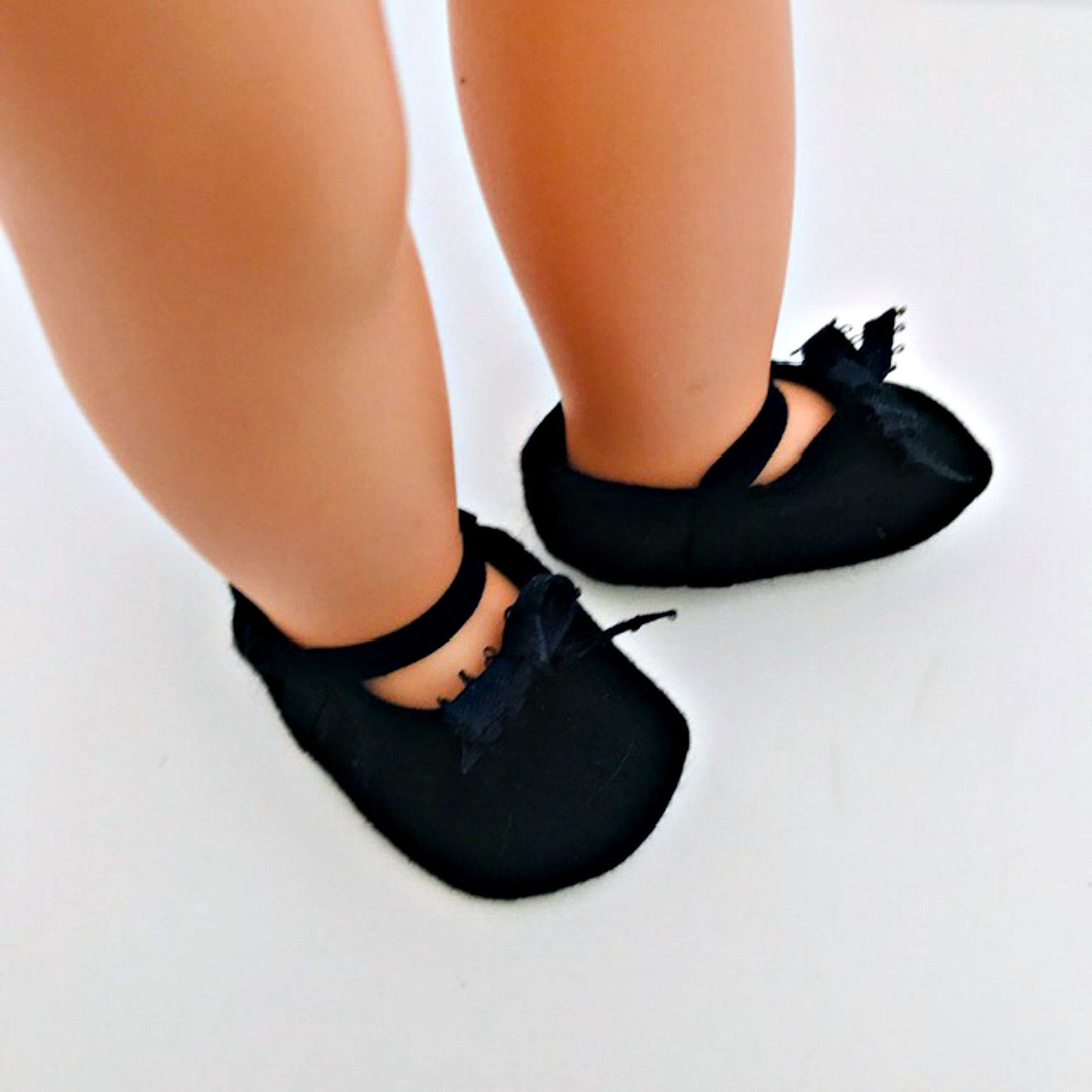 black ballet slippers for 18 inch dolls - 18 inch doll shoes - dance shoes for dolls - doll accessories - doll clothes - gifts f