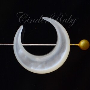 White MOP Crescent Moon Charms, White Shell Horn Beads, 20 mm White Mother of Pearl Crescent Moon, Set of 2 or More From top to bottom 2