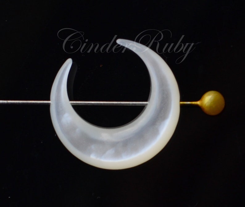 White MOP Crescent Moon Charms, White Shell Horn Beads, 20 mm White Mother of Pearl Crescent Moon, Set of 2 or More From top to bottom 2
