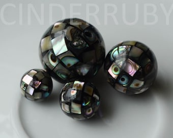Abalone Paua Shell Round Ball Beads,Mosaic Beads,Mother of Pearl Beads,MOP Beads,Inlay Beads,10 mm/12 mm/14mm/16 mm/18mm/20 mm