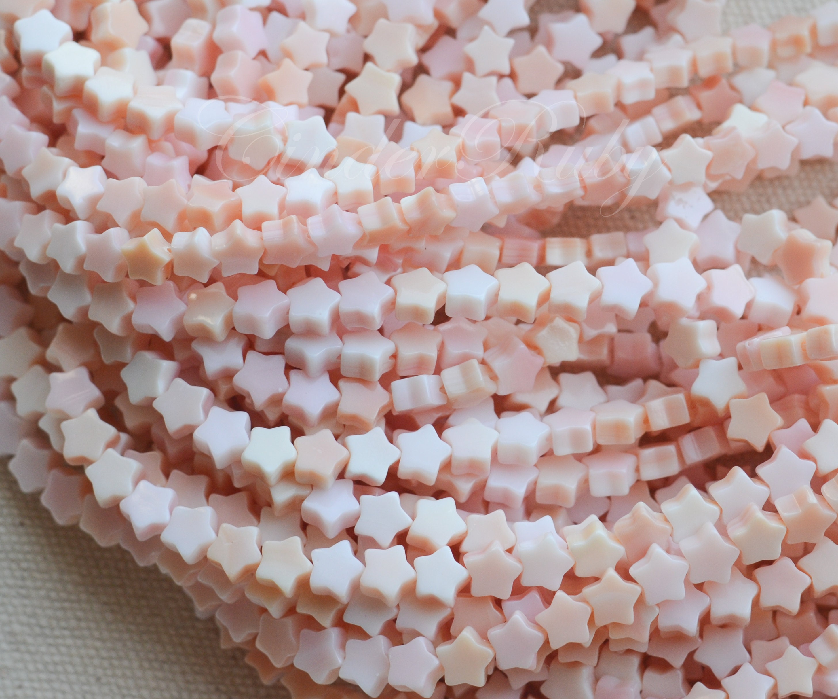 Set of 10 or More 6 mm Pink Conch Shell Stars