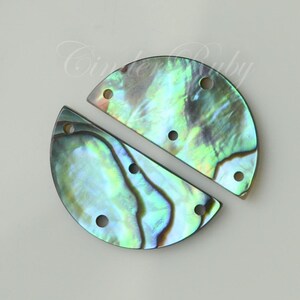 Abalone Semicircle Connectors,20x10mm Half Moon Geometric Earring Parts,Abalone Semicircle Charms, 4 Pcs or More 4 Holes