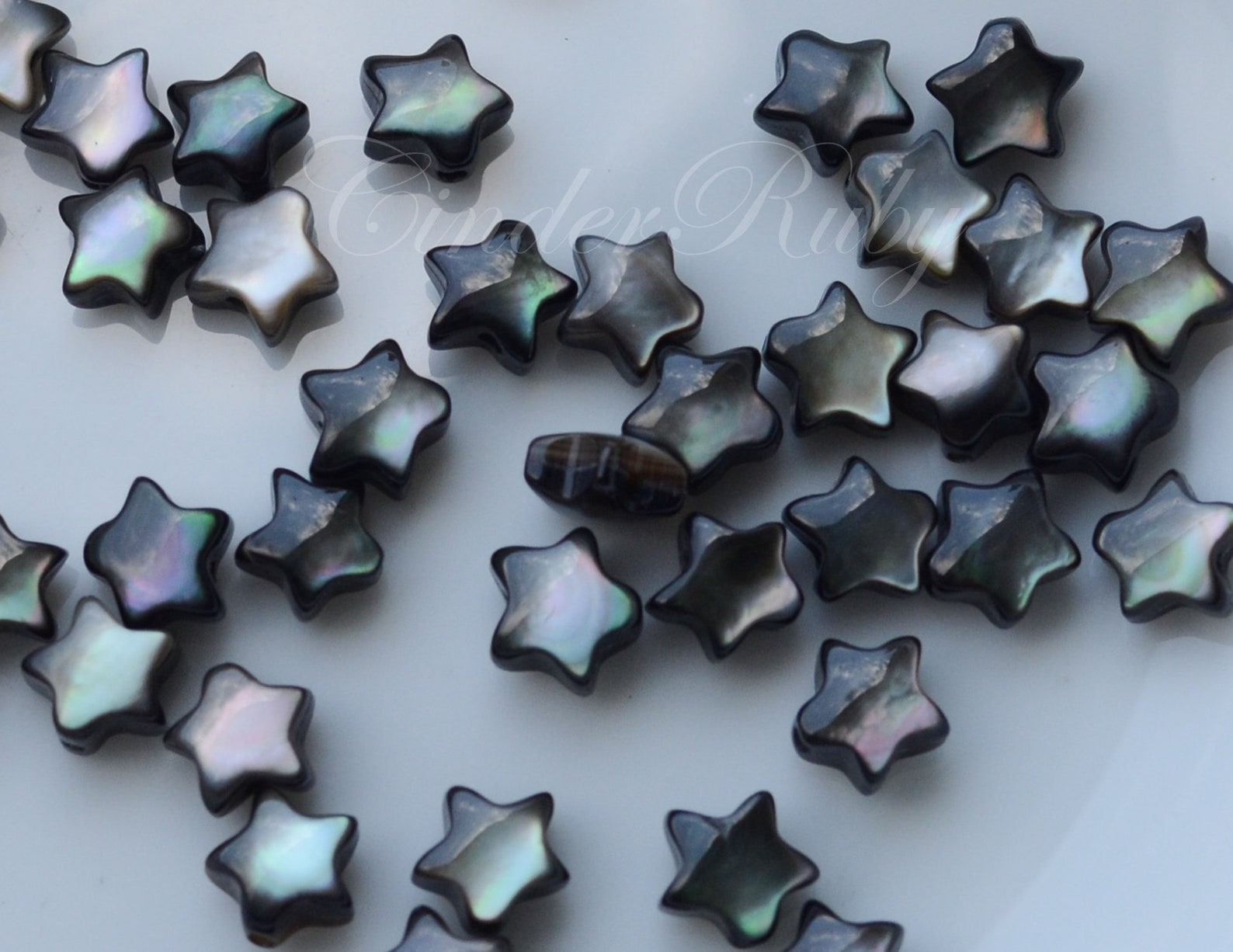 Pink Conch Shell Stars,black Star Puffs,white Cute Star Beads,pink ...